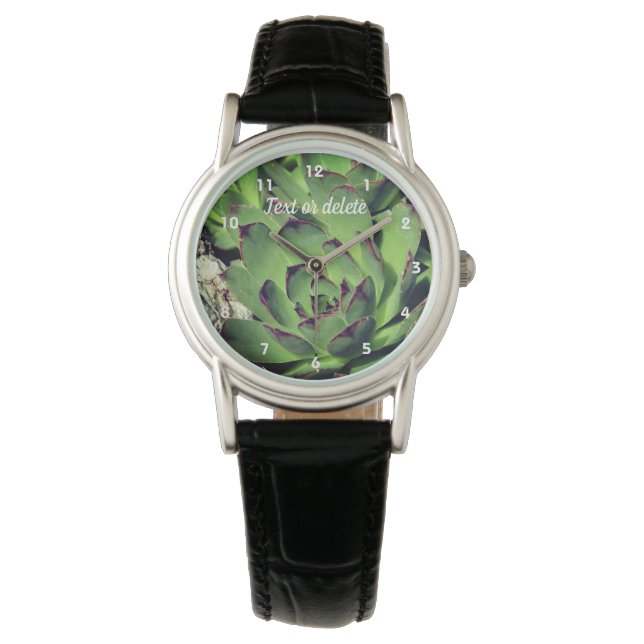 Montre Poules et poules Succulents de jardin Personnalisé (devant)