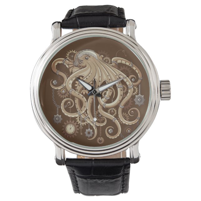 Montre Poulpe Steampunk Rétro Fantastique Mécanique (devant)