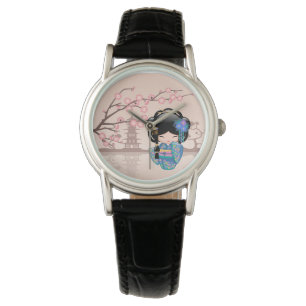 Montre Poupée Keiko Kokeshi - Blue Kimono Geisha Girl