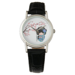 Montre Poupée Keiko Kokeshi - Blue Kimono Geisha Girl