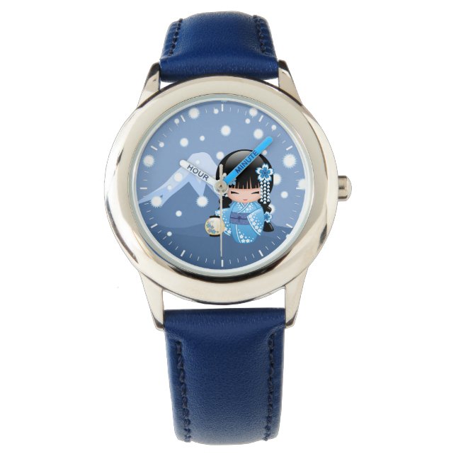 Montre Poupée Kokeshi d'hiver - Blue Mountain Geisha Girl (devant)