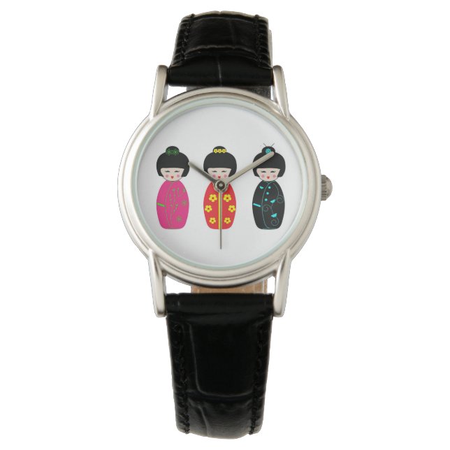 Montre Poupées traditionnelles japonaises Kokeshi Geisha (devant)