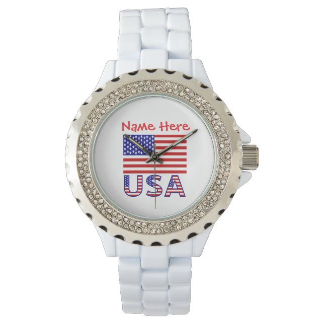Montre pour femmes personnalisée USA Drapeau améri (devant)