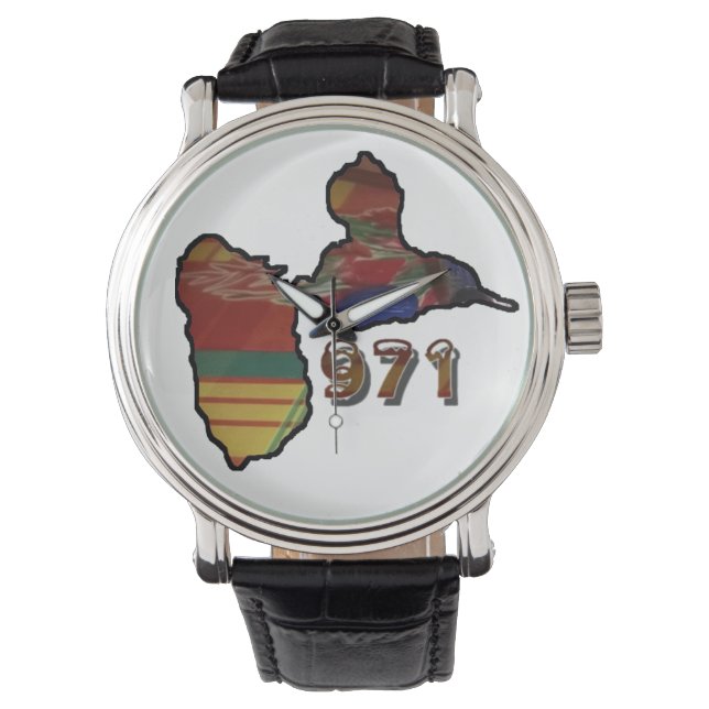 Montre pour Homme avec carte Guadeloupe (devant)