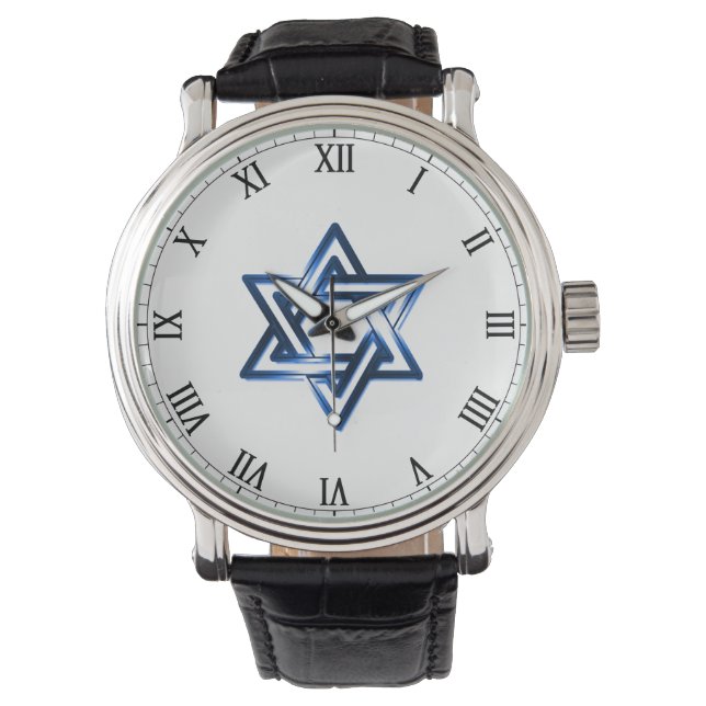 Montre pour homme en forme d'étoile de David (devant)