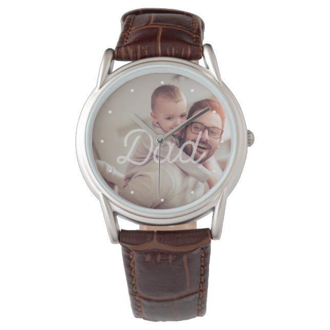 Montre Pour papa | Typographie rétro Cool et votre photo (devant)