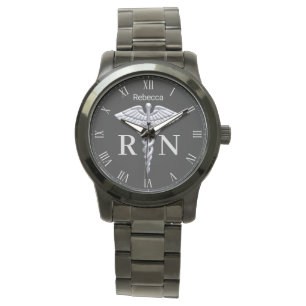 Montre Précieux Argent Médicale Caduceus Infirmière inscr