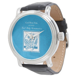 Montre Première Communion, Blé, Raisins Bleus