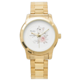 Montre Pretty But Savage White Cat Rose Watch