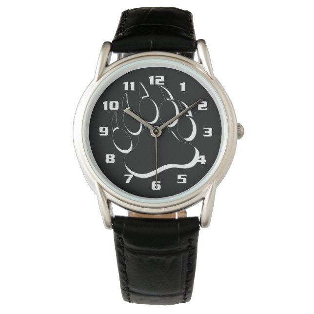 Montre Prière d'ours Noir et blanc Paw d'ours (devant)