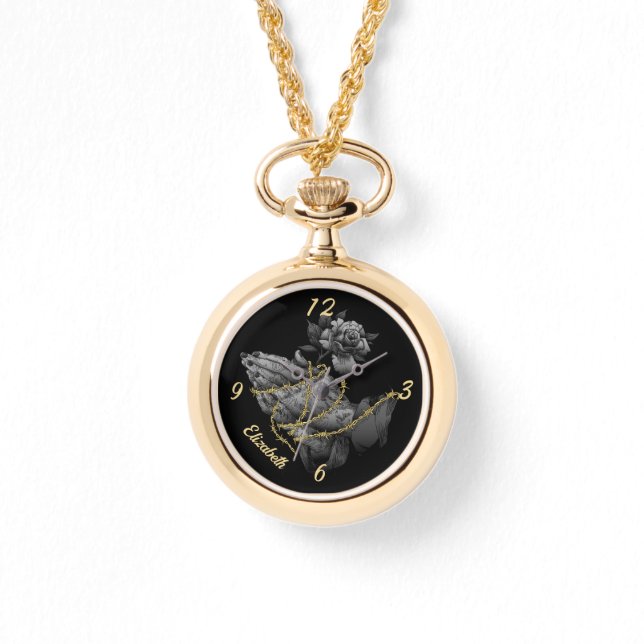 Montre Prière mains avec Rose et épines (Recto)