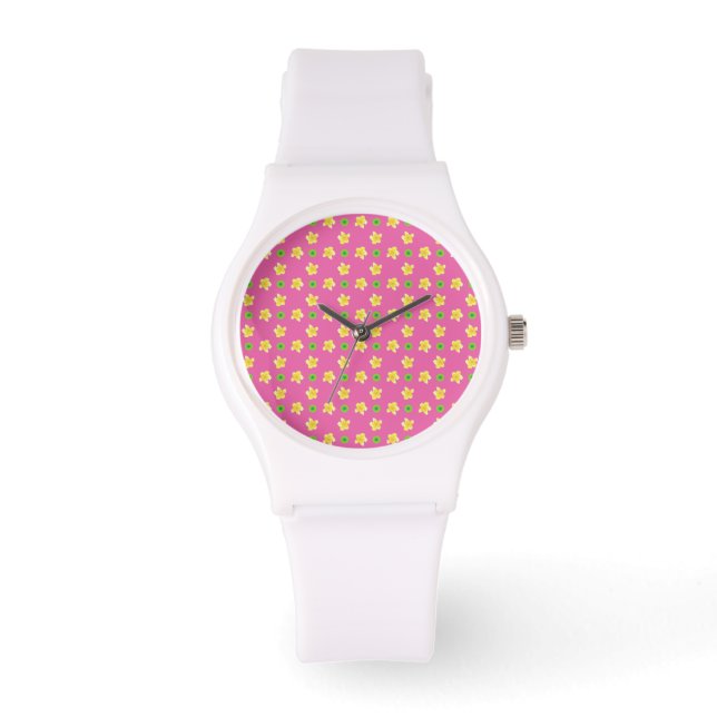Montre Primroses et Polkas en rose profond (Recto)