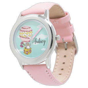 Montre Princesse à fleurs de saumon rose doux
