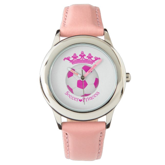 Montre Princesse de football, balle de football rose (devant)