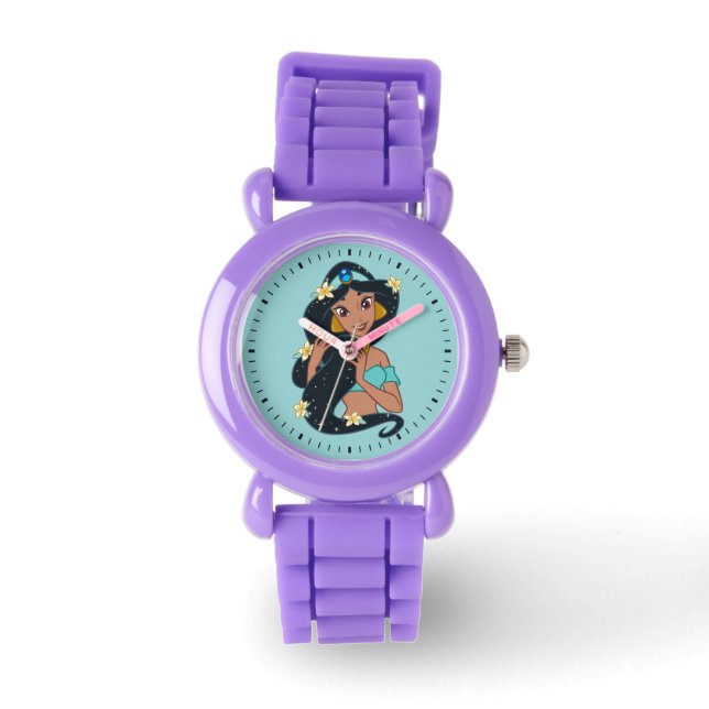 Montre Princesse Jasmine - Cheveux et fleurs étincelants (Recto)