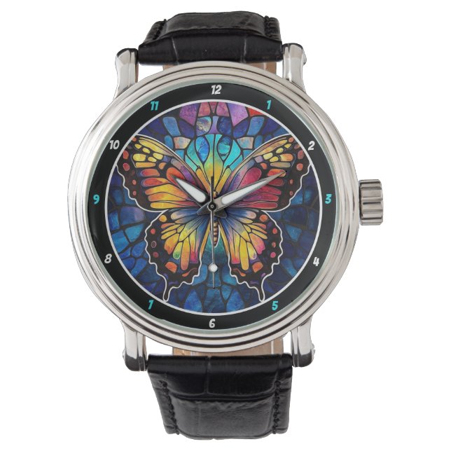 Montre Prismatic Flight" - Stained Glass Butterfly  (devant)