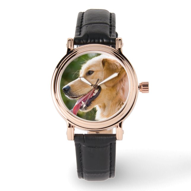 Montre Profil Golden Retriever avec sortie de langue (Recto)