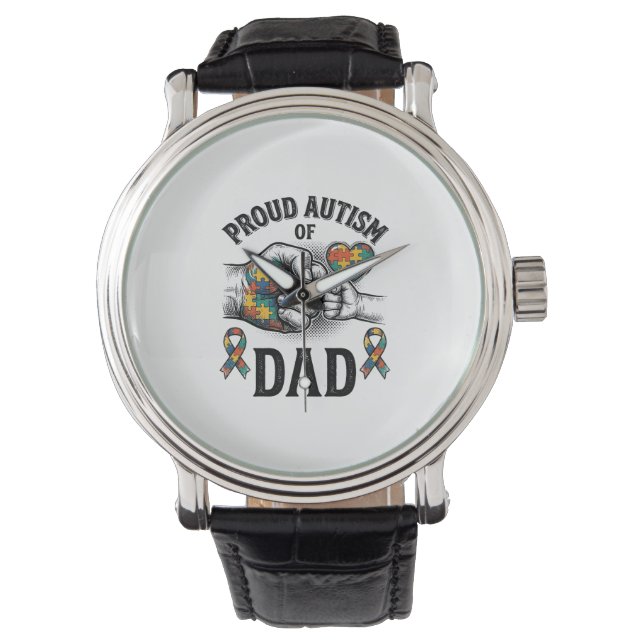 Montre Proud Autism Dad Vintage Engraving Awareness Shirt (devant)