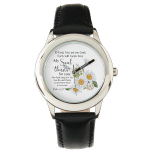 Montre Psaume 63:1 Écriture Bible Chamomile Fleurs