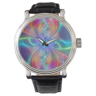 Montre Psychédélic Rainbow Swirls Fractal Pattern