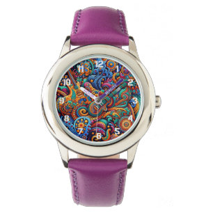 Montre Psychédélique Batik Guitare Art-Colorful Musique R