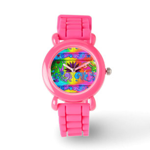 Montre psychédélique du poignet des années 70 supe