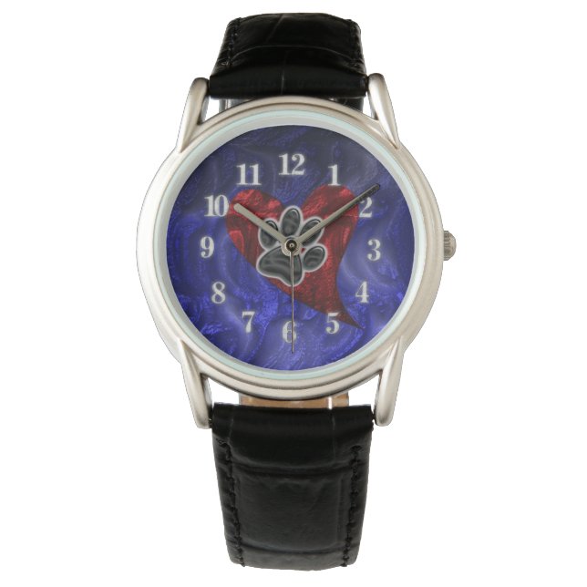 Montre Puppy Pet meilleur ami Red Heart Dog Empreinte de  (devant)