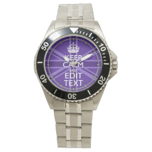 Montre Purple Accent Keep Calm and Your Text Union Jack