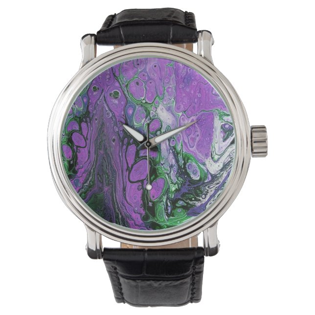 Montre Purple and green abstract paint (devant)