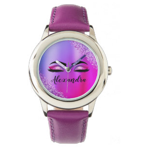 Montre Purple Pink Monogram Glitter Eyelashes