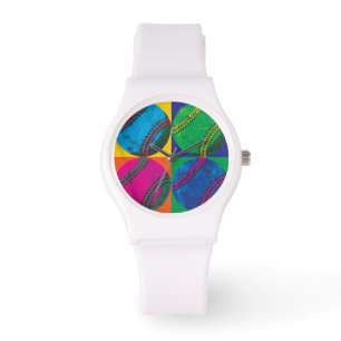 Montre Quatre balles de baseball de différentes couleurs