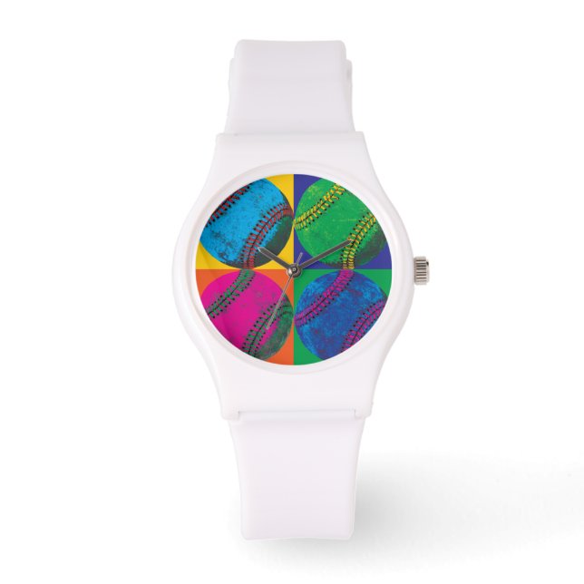 Montre Quatre balles de baseball de différentes couleurs (Recto)