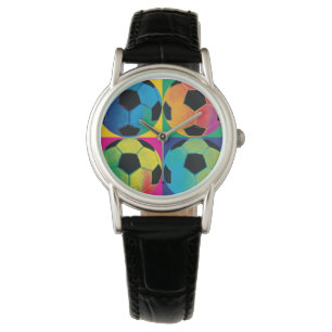 Montre Quatre balles de football de couleurs différentes
