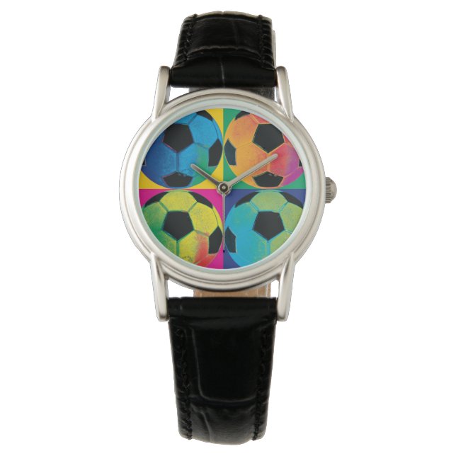 Montre Quatre balles de football de couleurs différentes (devant)