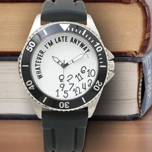 Montre Quoi qu'il en soit, je suis en retard, Funny Black (Créateur téléchargé)