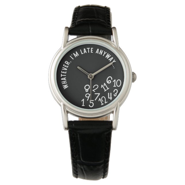 Montre Quoi qu'il en soit, je suis en retard, Funny Black (devant)