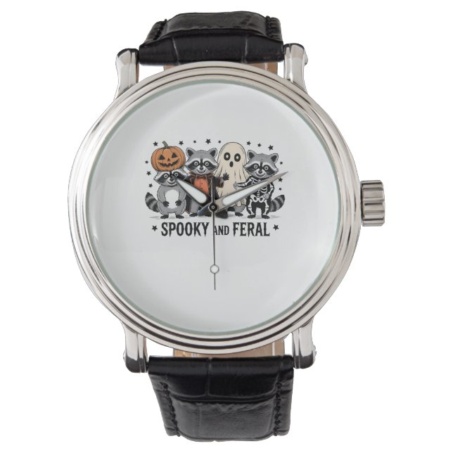 Montre Raccoon d'Halloween éffrayant et Feral Funny (devant)