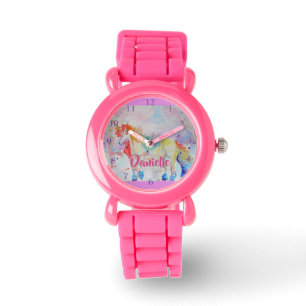 Montre Rainbow Unicorn rose Parties scintillant Girls Nom