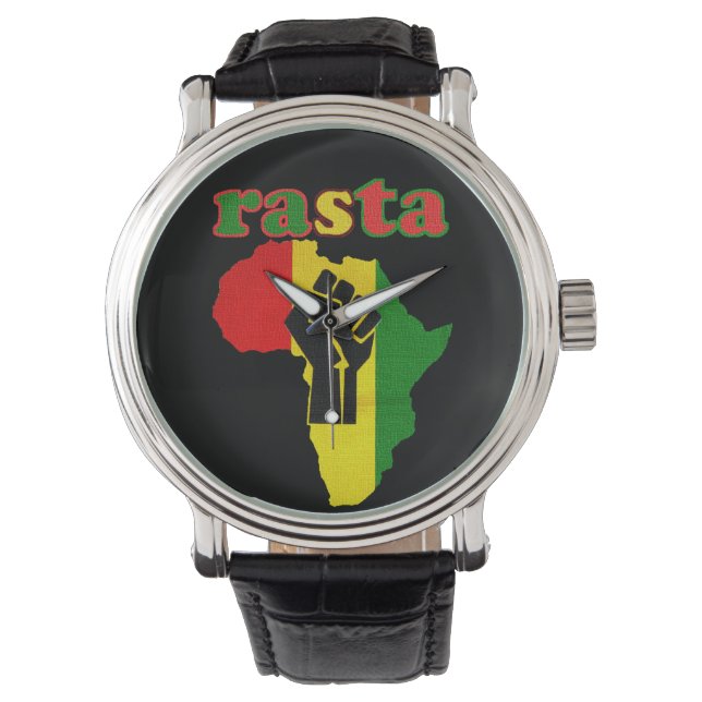 Montre Rasta Black Power sur l'Afrique (devant)