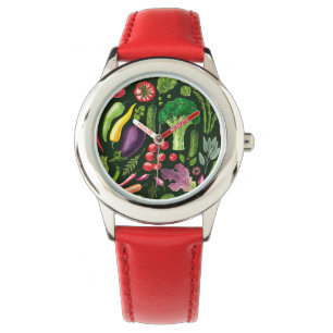 Montre Récolte de légumes et d'herbes sur le noir