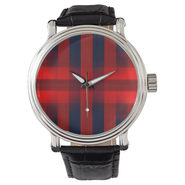 Montre Red Bokeh Buffalo Plaid (devant)