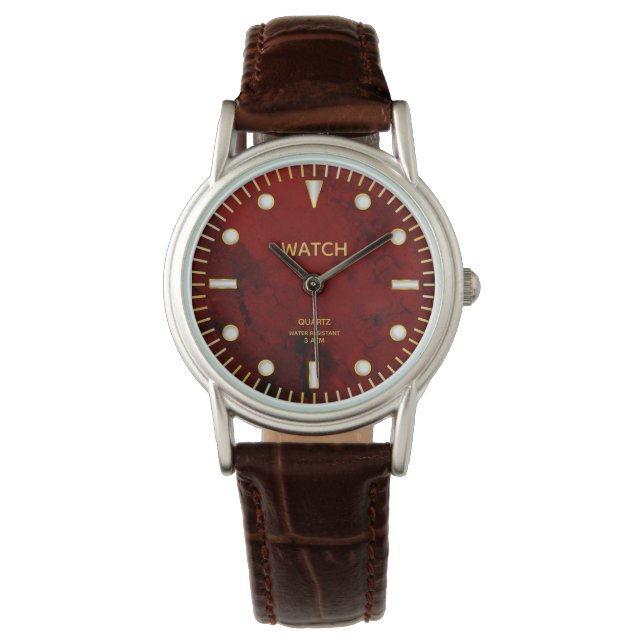 Montre Red Jasper Jade Dial Nom personnalisé (devant)