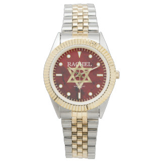 Montre Red Jasper Jade Dial Personnalisé Nom étoile de Da