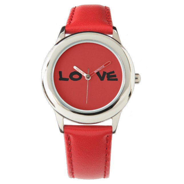 Montre Red "LOVE" Valentine Watch avec les coeurs (devant)