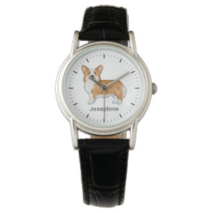 Montre Red Pembroke Welsh Corgi Chien Avec Nom Personnali