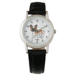 Montre Red Pied French Bulldog mignon Dessin et nom
