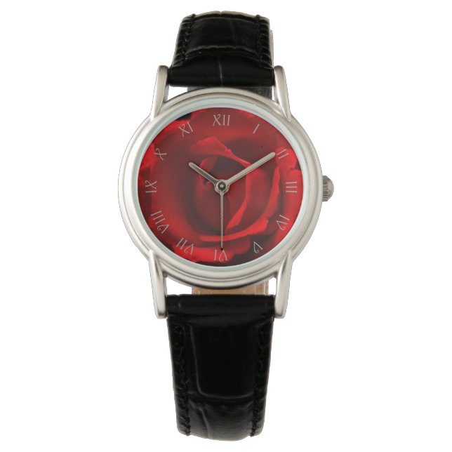 Montre Red Rose Gris Script chiffres romains avec (devant)