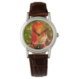 Montre Red Rosebud Close Up Abstract Personalized