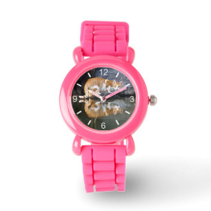 Montre Réflexion de chat dans l'étang Photo plaque d'accè