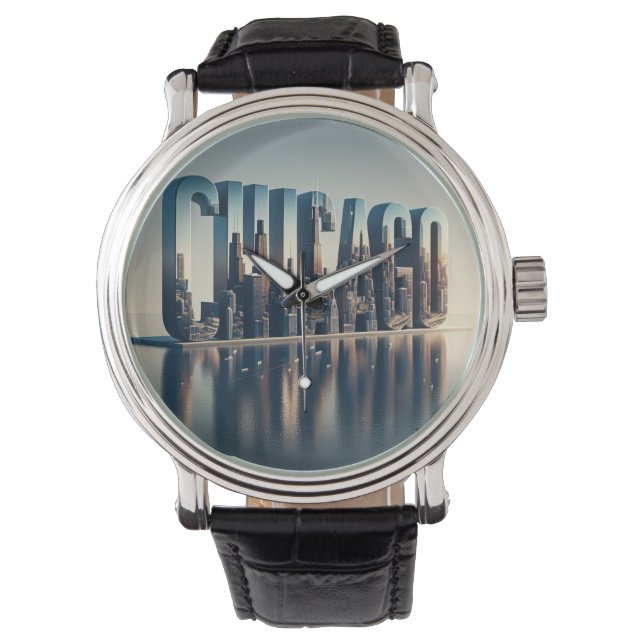 Montre Réflexion sur l'eau de Chicago City (devant)